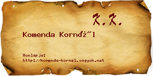 Komenda Kornél névjegykártya