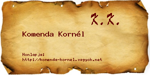 Komenda Kornél névjegykártya